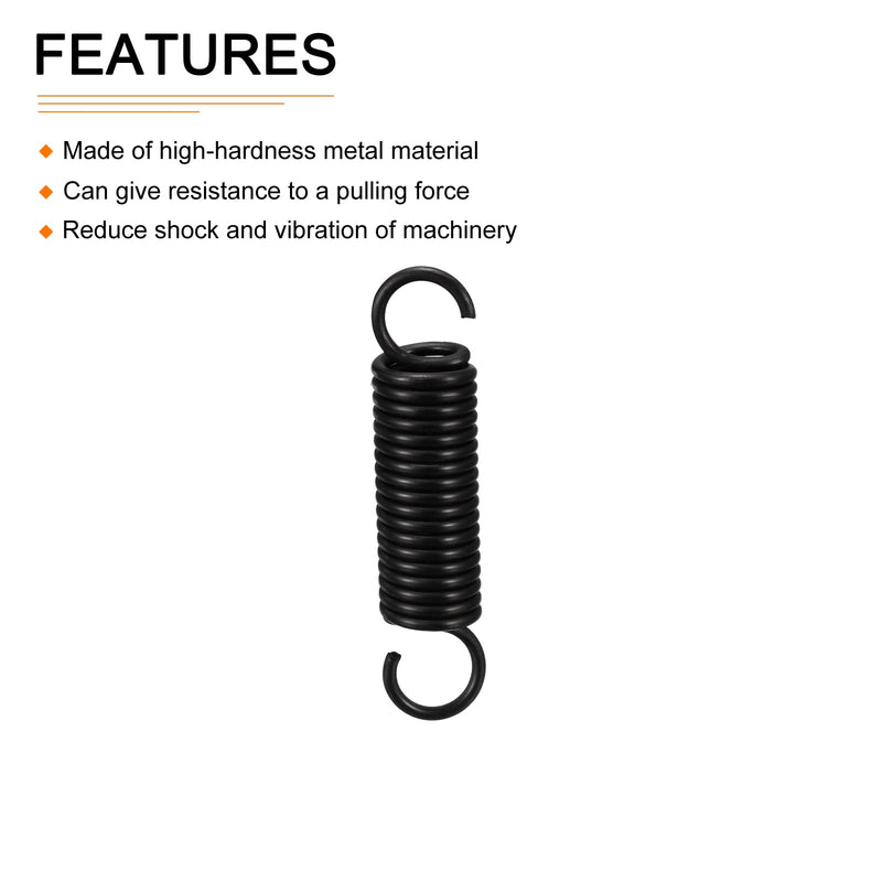 2.5x18x80mm(WxODxL) Extension Spring - 2Pack - Good for Home Repair Machinery - Manganese Steel Extended Compressed Spring - Black 2.5x18x80mm