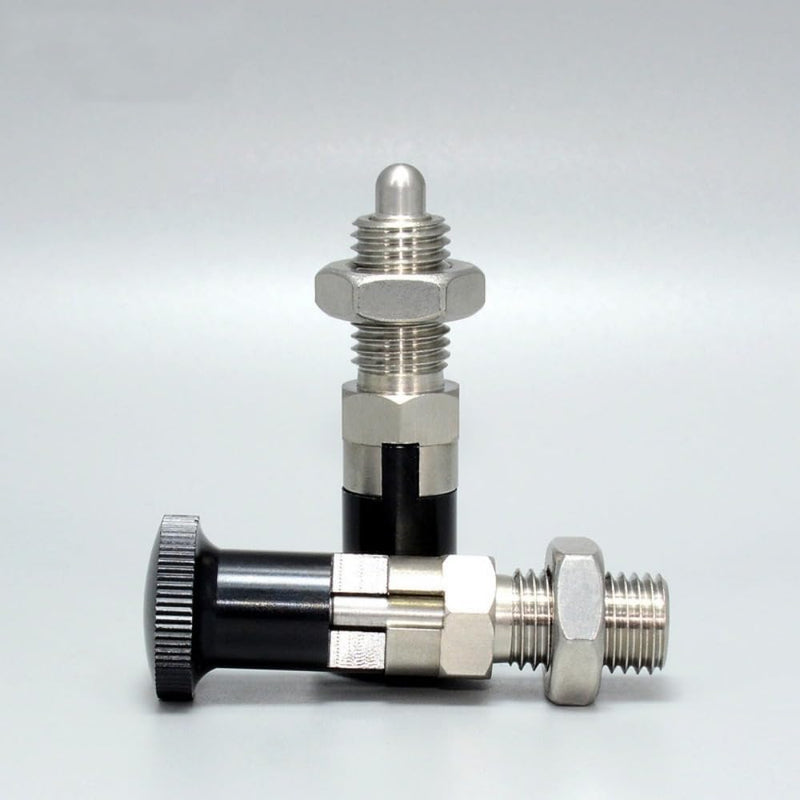 2PCS Stainless Steel Plunger Pin Tool Chest Toolbox Locking Plunger Hand Retractable Spring Plunger Self Locking Indexing Plunger Spring Loaded Plunger Knob Quick Release Pull Ring Pin Fine Teeth M16