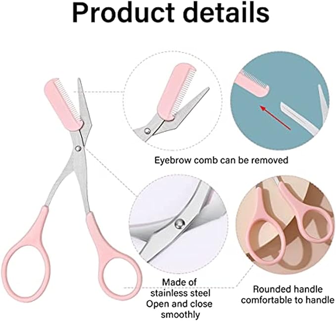 3 PCS Eyebrow Repair Beauty Tool Set with Comb Eyebrow Repair Scissors Professional Eyebrow Repair Scissors Stainless Steel Precision Eyebrow Repair Scissors Set for Men and Women Eyebrow Repair Tools - NewNest Australia