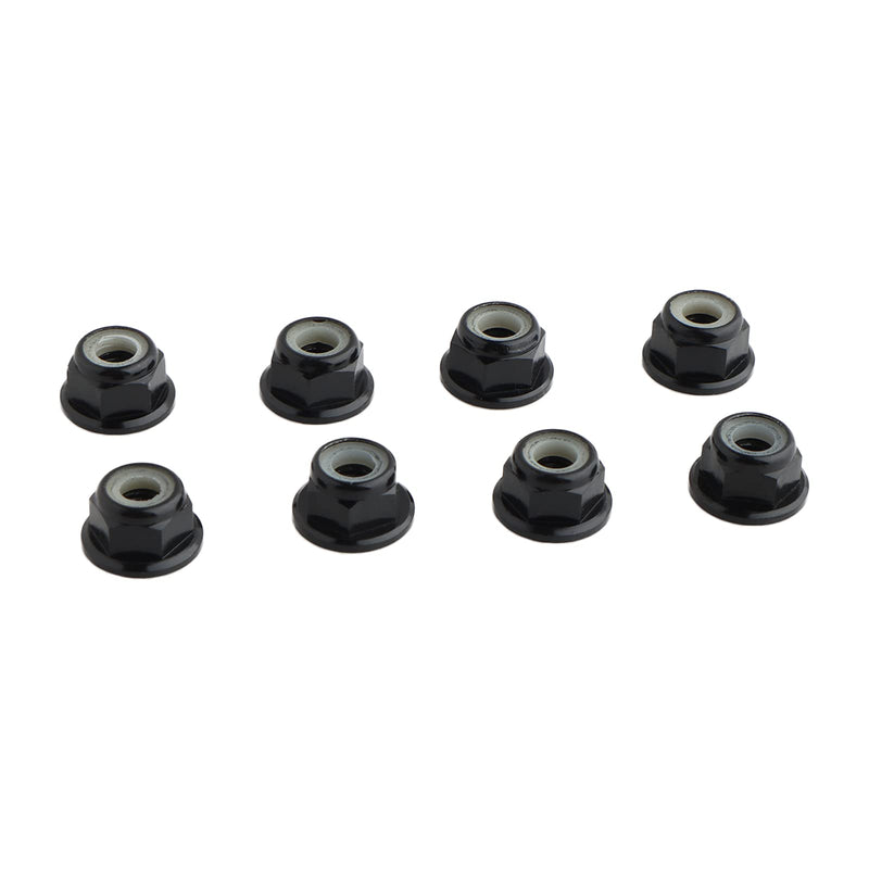 8PCS Flange M4 Lock Nuts Serrated Nylon Self-Tightening Aluminum M4 Wheel Hardware for Axial HPI TLR ECX Model RC Car Vehicles Upgraded Replacement Parts (Black) Black