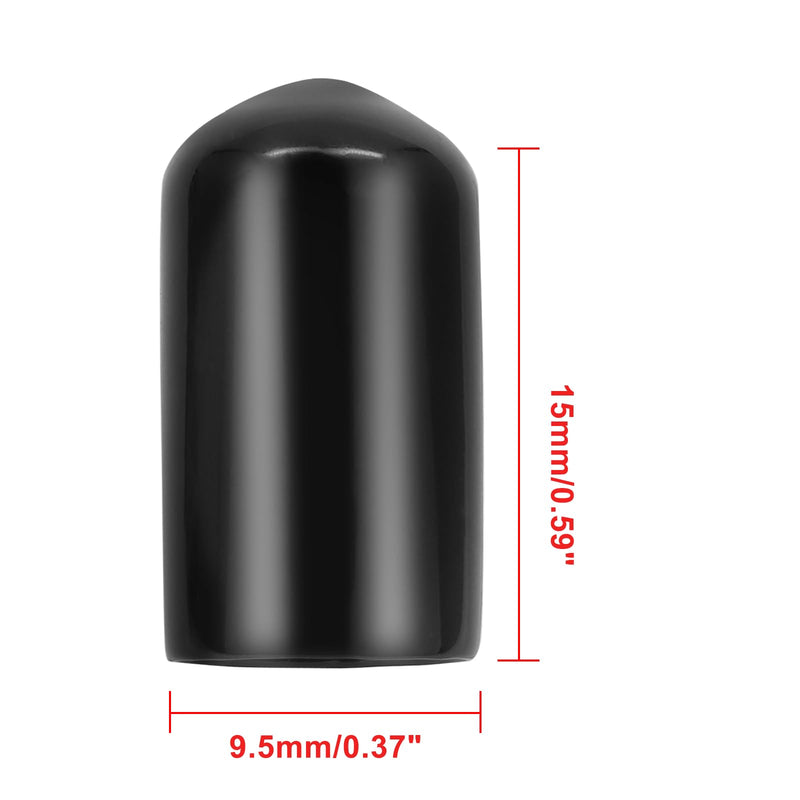 24 Pcs Round Rubber End Caps, 3/8" (9.5mm) ID Vinyl Flexible Screw Thread Protectors, Black Bolt End Caps for Metal Tubing Rod Bolt 9.5mm 24