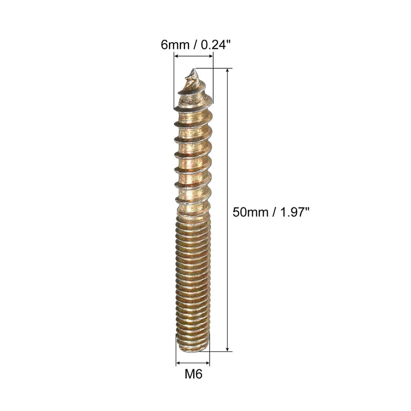 uxcell M6x50mm Hanger Bolts, 24pcs Double Ended Thread Dowel Screws for Wood Furniture Connecting