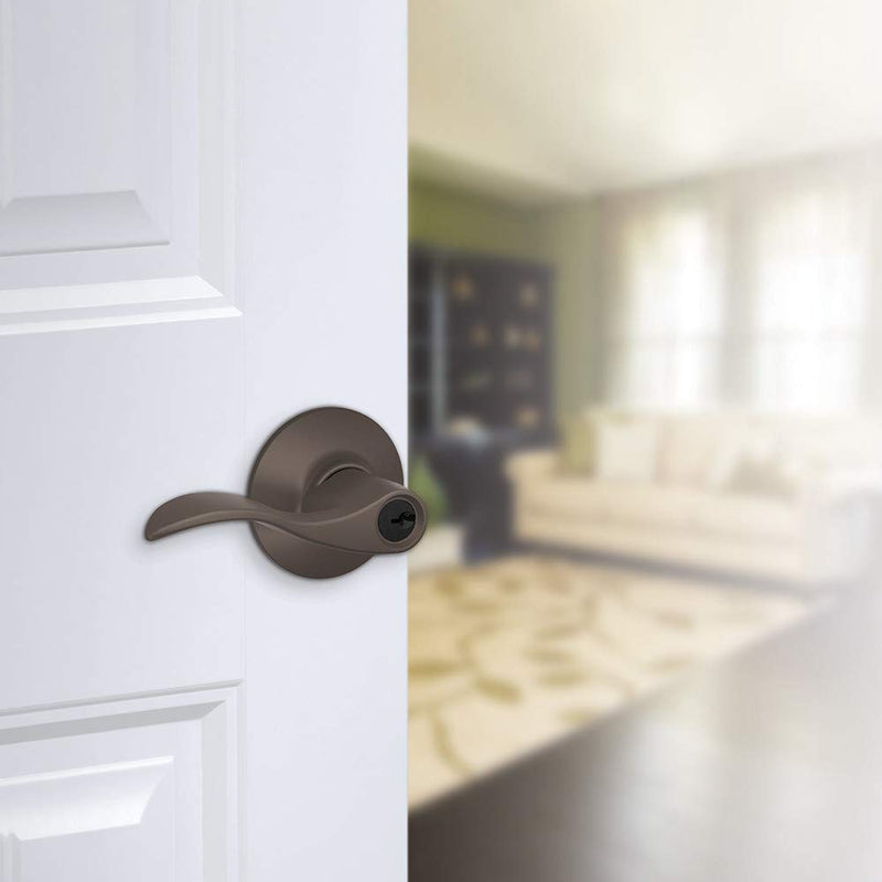 SCHLAGE F51A ACC 609 Accent Keyed Lever, 2.3 x 2.8 x 2.8 inches, Antique Brass Keyed Entry