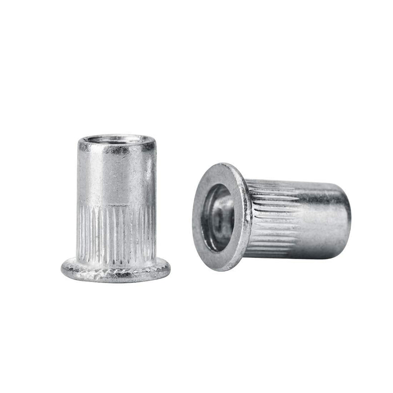 50 Pcs 1/4-20 Aluminum Flange Rivet Nut, UNC Flat Head Threaded Insert Nut Silver -50pcs