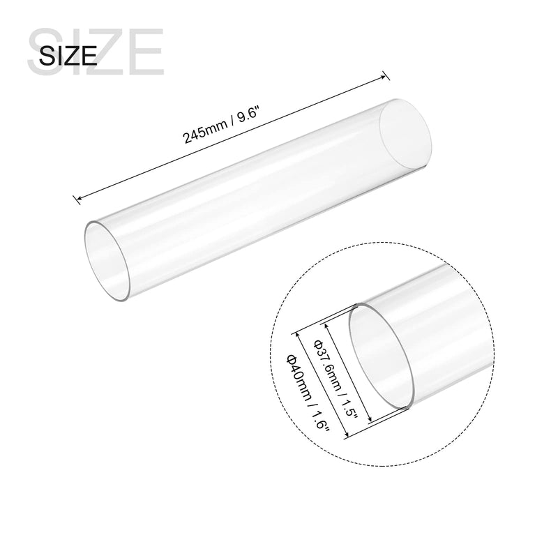 MECCANIXITY Plastic Pipe Rigid Polycarbonate Round Tube Clear 1.5"(37.6mm) ID 1.6"(40mm) OD 9.6" (245mm) High Impact for Lighting, Models, Water Plumbing 1.5"IDx1.6"ODx9.6"