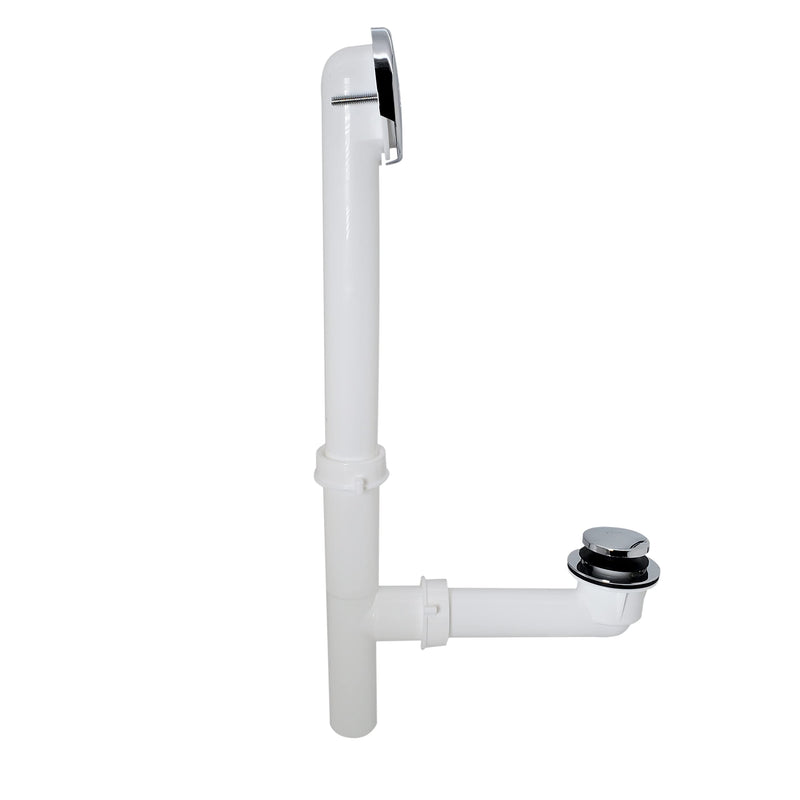 Westbrass Y593244CP White Tubular Tip-Toe Bath Waste and Overflow Assembly, Polished Chrome 1 Pack