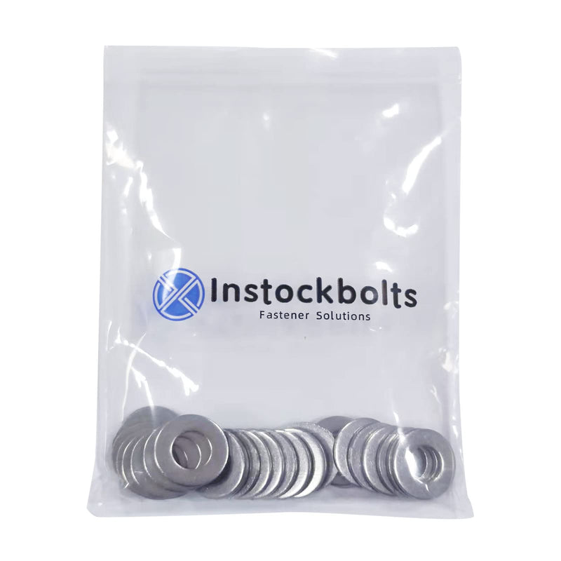 M6 x 12mm OD Flat Washer, 18-8 (304) Stainless Steel Washers Flat, 100PCS M6/304 Silver