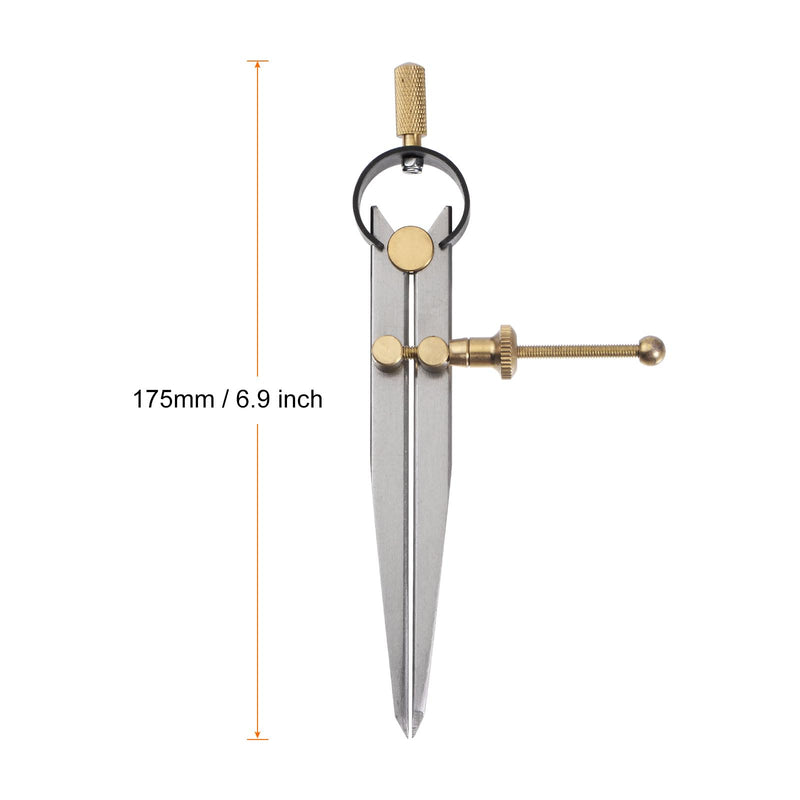 HARFINGTON Spring Joint Caliper 5 inch / 125mm Steel Spring Divider Caliper with Brass Fulcrum for Metalworking Geometry Drawing Woodworking, Flat Leg