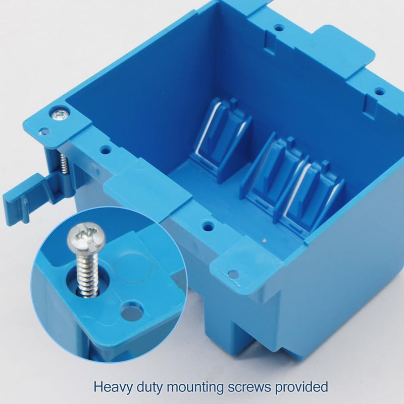 2 Gang Old Work Electrical Box,Blue,25 Cu.in.Switch/Outlet Box,4-1/3-Inch Length by 4-1/6-Inch Width by 2-1/3-Inch Depth,PVC Old Work Outlet Box for Constructions, ETL Certified(1 Pack) 1 2 Gang
