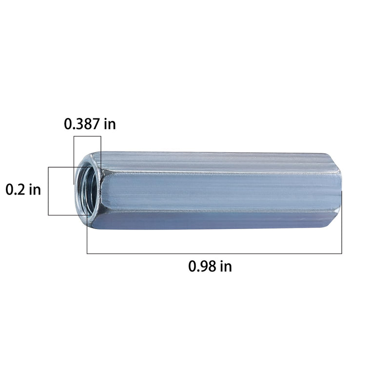 Wensilon(20 pcs)1/4"-20 Coupling Nuts zinc, Extended Hexagon Plated Steel Rod Coupling Nuts 1/4"-20 20