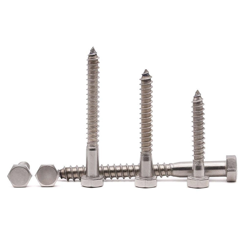 M8 x 65mm Hex Lag Screws, 304 Stainless Steel 18-8, Partial Thread Coverage, 10 pcs M8 x 65mm