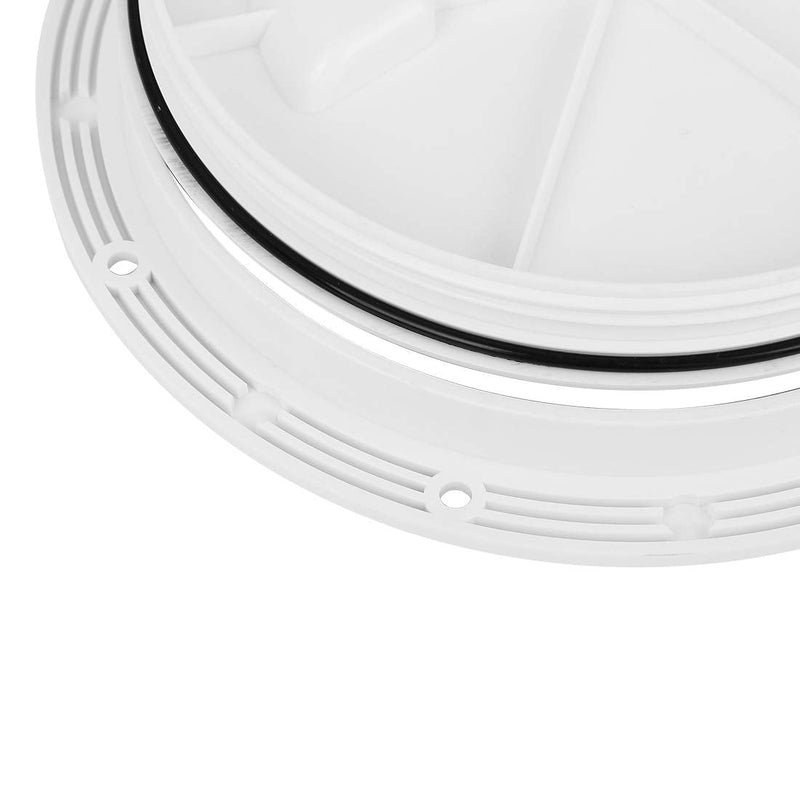 X AUTOHAUX 8" White Circular Non Slip ABS Inspection Hatch Deck Plate with Detachable Cover