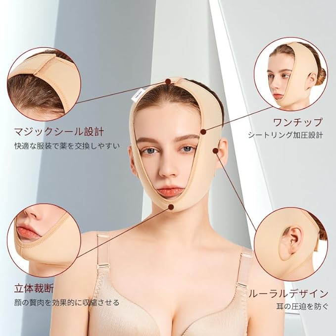 AAGWW Face Line Band, Anti-Wrinkle, Chin Lift, Cheek Lifting, Small Face Slack, Face Lifting, Beauty Tool (Product Contents: Face Slim Belt, Skin Color, Medium Size, 1 Piece Set) - NewNest Australia