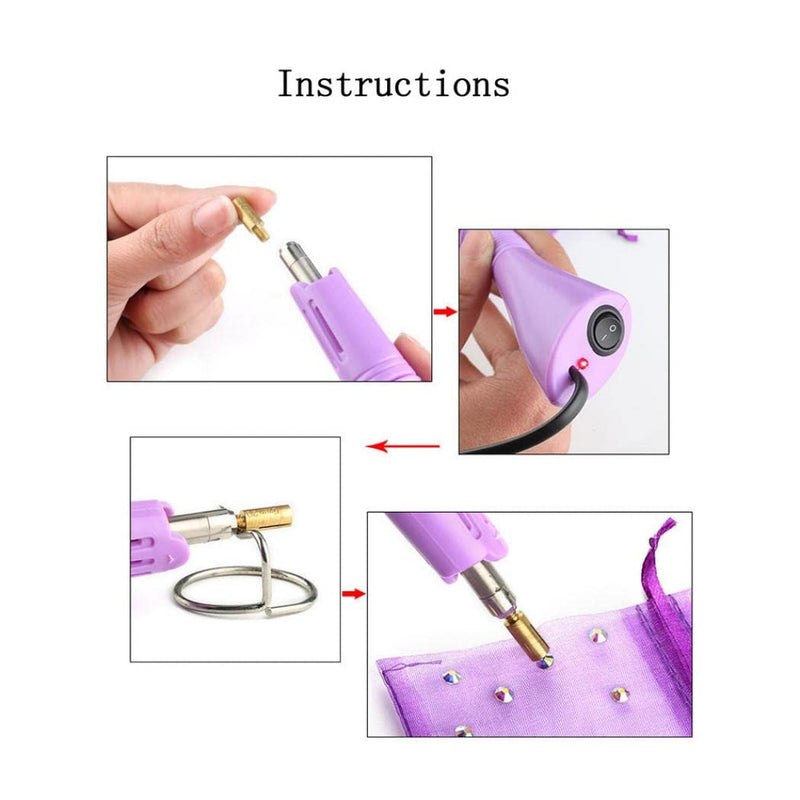 Hotfix Rhinestone Applicator, 7 in 1 Professional Iron-on DIY Hot Fix Tool Rhinestone Setter Applicator Wand Crystal Gem Tool Kit with 7 Different Sizes Tips and Support Stand (Purple) American Standard1