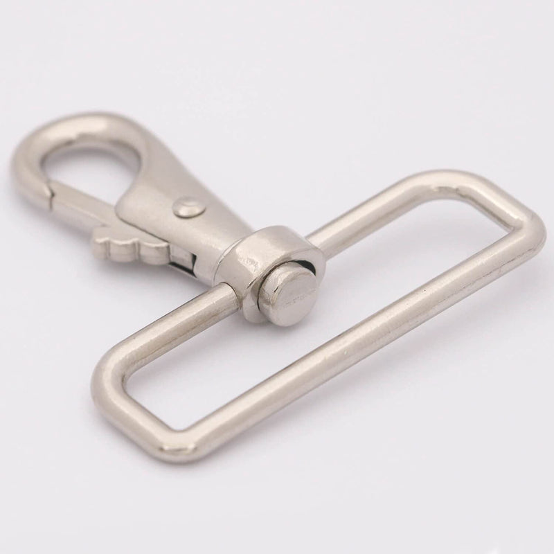 BIKICOCO 2'' Swivel Trigger Tilt & Bump Thumb Knob Bolt Snap Hook Lobster Claw Clasp Spring Loaded Clip, Round-Corner-Ring Ended, Silver - Pack of 10 Silver x 10 Pcs