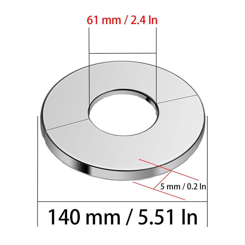 2Pcs 2.4"/61mm Wall Split Flange, Stainless Steel Round Escutcheon Plate Cover Water Pipe Cover, Silver 61mm (2.4in)