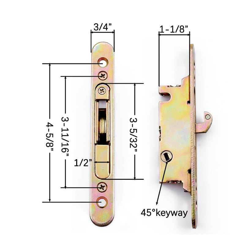 Sliding Glass Patio Door Handle Set with Mortise Lock and Key Cylinder, Offset Thumbturn Fits Door Thickness from 1-1/2" to 1-3/4", 3-15/16” Screw Hole Spacing, Non-Handed (DCSM-2320) DCSM-2320