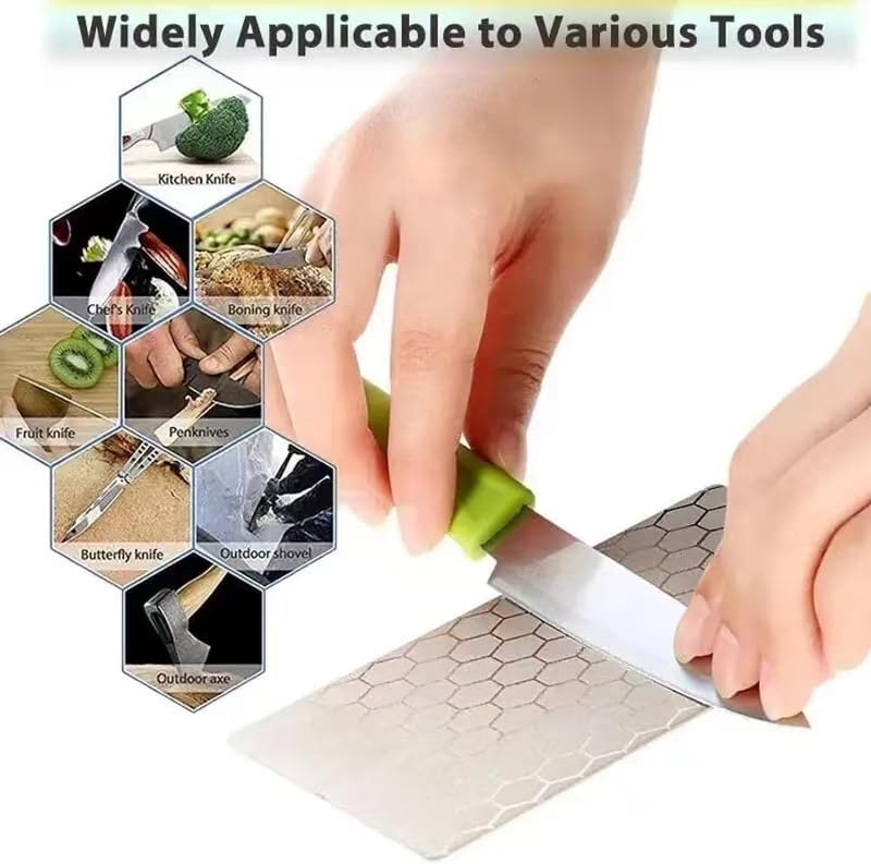 Diamond Sharpening Stone, Honeycomb Surface Plate with Non-slip Base for Pocket Knives Scissors (240/400/600/800/1000/1200/1500/2000/3000 Grit, with Angle Guide and Leather) SET-E