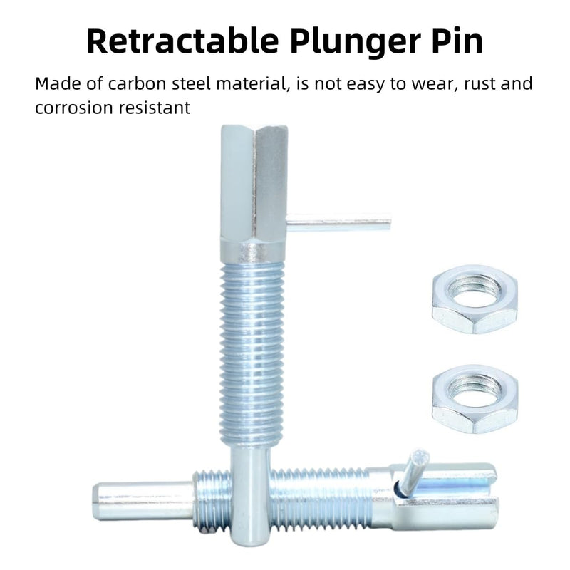 4 Pcs Retractable Indexing Plunger Pin, M12 Carbon Steel Spring Plunger Spring Loaded Latch Telescopic Locking Pin L-Shaped Positioning Pin with Nut for Industrial Equipment 4