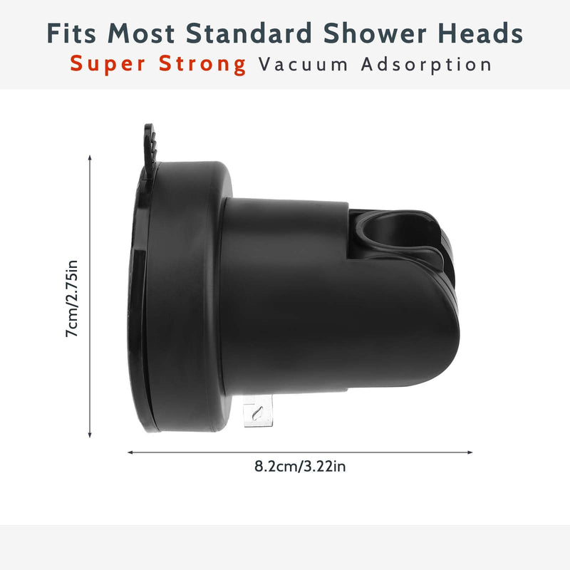 Shower Head Holder Removable Wall Mount Holder with Vacuum Suction Cup Height Adjustable Shower Wand Holder & Wall Mount ABS Plastic Suction Holder for Bathroom black