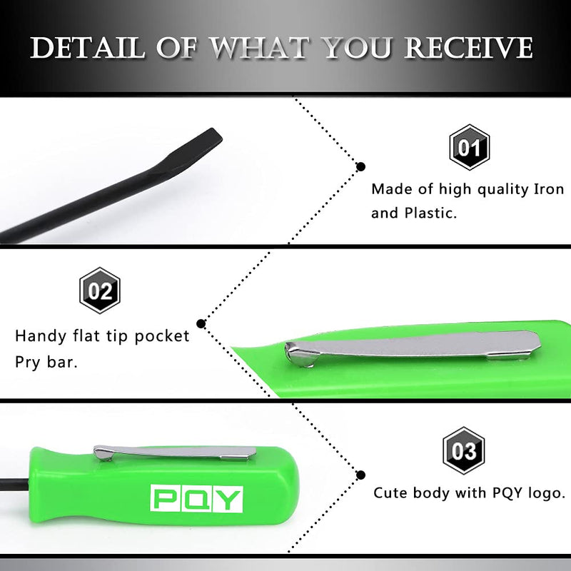Mini Pocket Pry Bar with Pocket Clip 4.5" Length 3pcs (Green) green