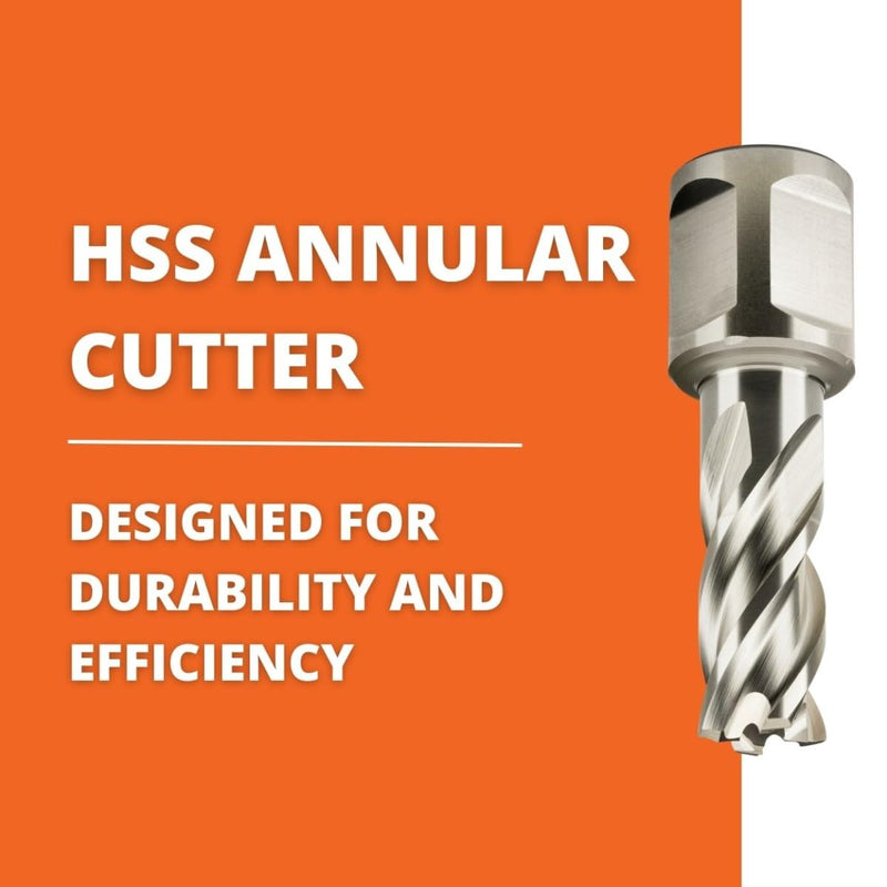 Slugger by Fein HSS Annular Cutter with Pilot Pin, 7/16" Dia, 1" Depth | 3/4" Straight Shank, Enhanced Cutting Geometry for Precision Drilling, High-Durability Steel, 63134111041