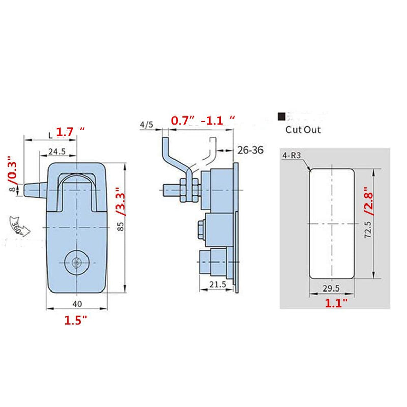 2Pcs Compression Latch Flush Sealed Lever Latch Trigger Lift and Turn Adjustable Grip Black Style2