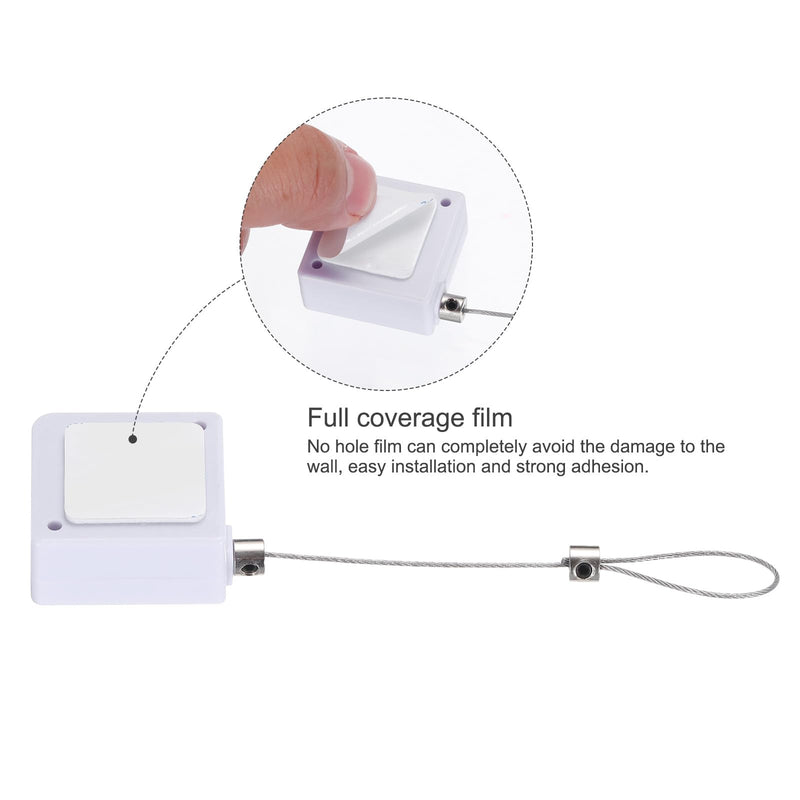 MECCANIXITY Retractable Cable Lock with Double-Sided Adhesive Remote Control Security Lock for TV, DVD,Showroom,Remote,600g 4Set White