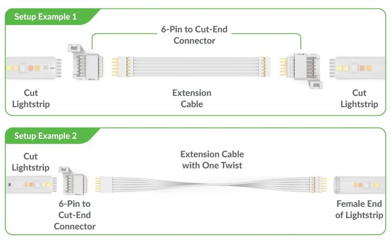 Litcessory 6-Pin to Cut-End Connector Compatible with Nanoleaf Essentials Lightstrips (4 Pack, White) 4 Pack