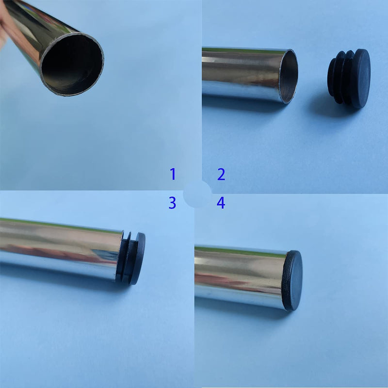 4 Pcs 38mm (1.5 Inch) Round Plastic Plug,Round Tubing Black Plastic Plug，Pipe Tubing End Cap for Round Tube Furniture Finishing Plug 1 1/2 inch
