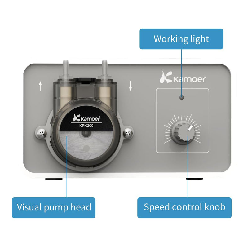 Kamoer M1-KPK200 Small Peristaltic Pump 12V Low Flow 25-150ml/min | Adjustable Speed Liquid Dosing Pump for Lab Factory Home with Power Adapter