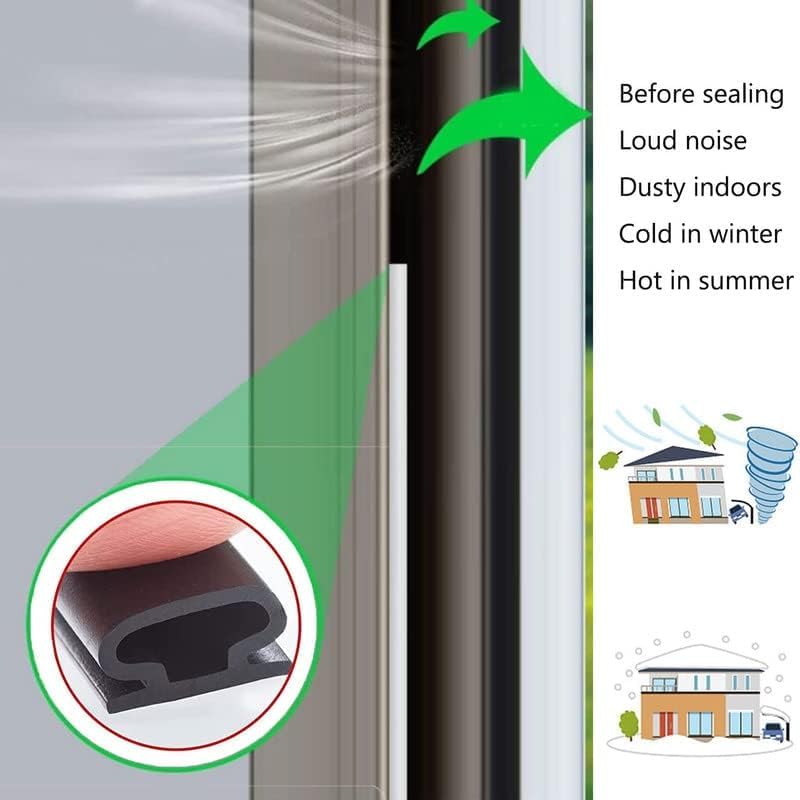 Rubber Weather Stripping Door Seal Strip, Self-Adhesive Door Weather Stripping Strip, Soundproof D Shape Waterproof Weatherstripping for Door Frame Windows Insulation (23ft,Black) 23ft Black