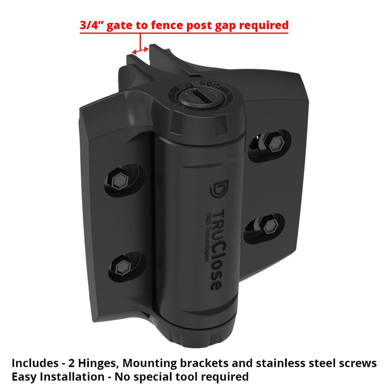 D&D TCHDRND1S3 TruClose Heavy Duty Round Post Gate Hinge, Black, 2 pcs