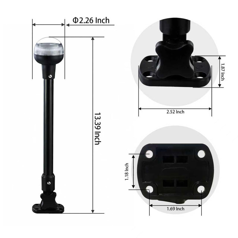 13 inches Stern lights for Boats,Anchor Light Led Marine,Waterproof White Navigation Lights for Pontoon,Marine,Yacht,Jon Boat T8913PD-TF（13”）
