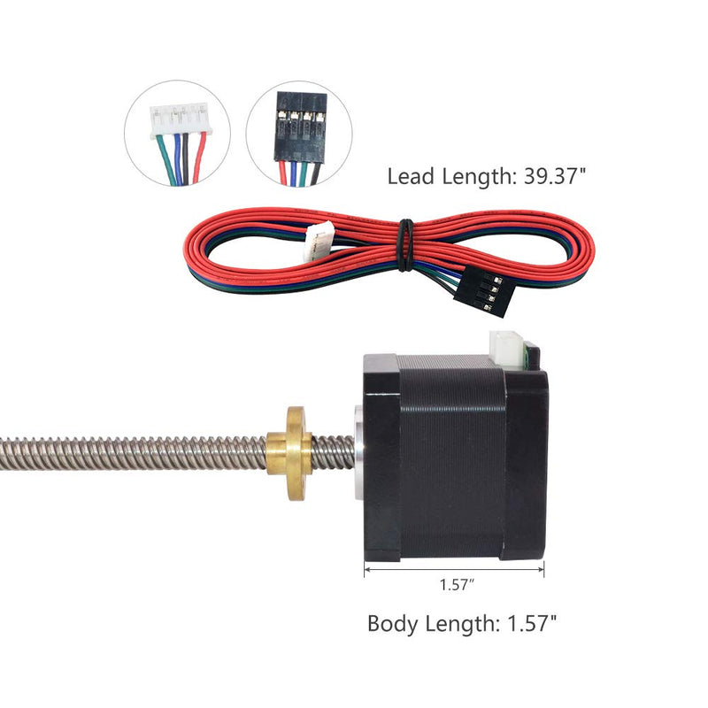 310mm Tr8x8 Lead Screw Nema 17 Integrated Linear Actuator Stepper Motor with External Brass Nut 1.5A 59oz-in for RepRap Prusa i3 3D Printers Z Axis CNC