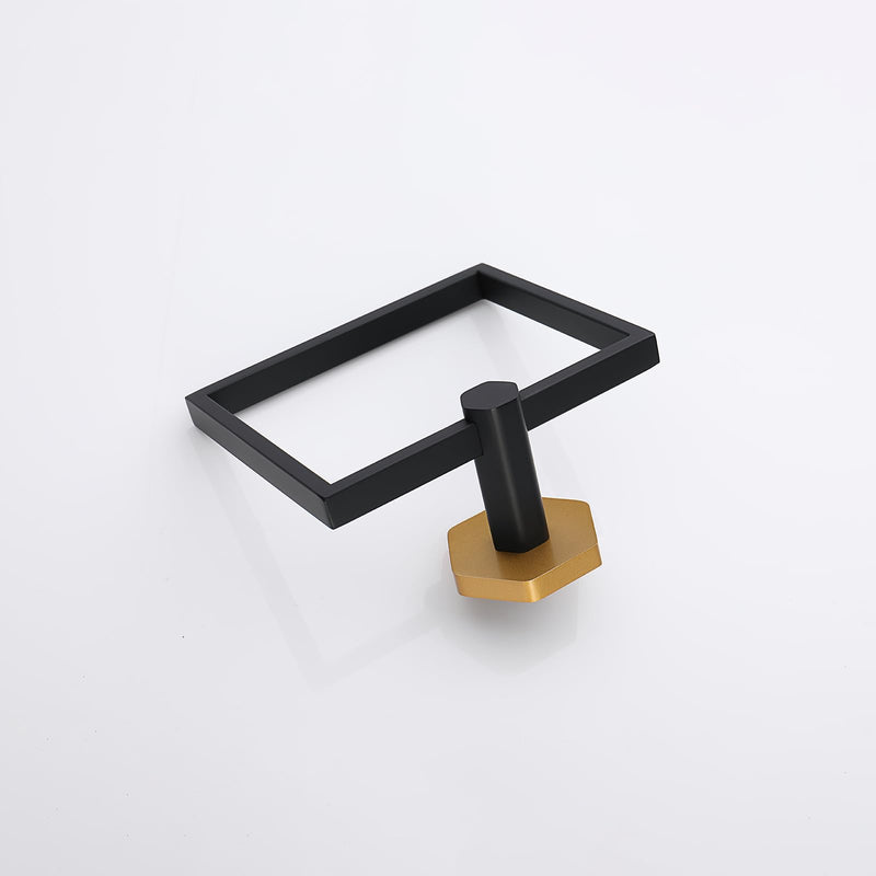 GERZWY Modern Towel Holder Stainless Steel Towel Ring for Bathroom Lavatory Wall Mount Contemporary Style (Black & Gold) Black & Gold
