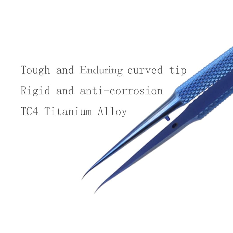 Precision Titanium Alloy Tweezers for Electronics Repair Non-magnetic Non-slip Jump Wire Microscope Tweezers for Micro Soldering Work PCB Motherboard Repair (Curved Tip) Curved Tip