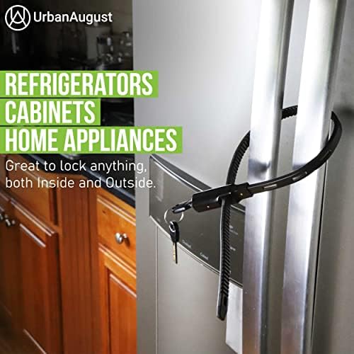 Urban August Multi-Purpose Keyed Adjustable Zip Tie Lock - 3 Pack Keyed Alike - Black Stainless Steel Refrigerator Cabinet Bike Stroller Helmet Lock Keyed Type Black - 3 Pack Keyed Alike