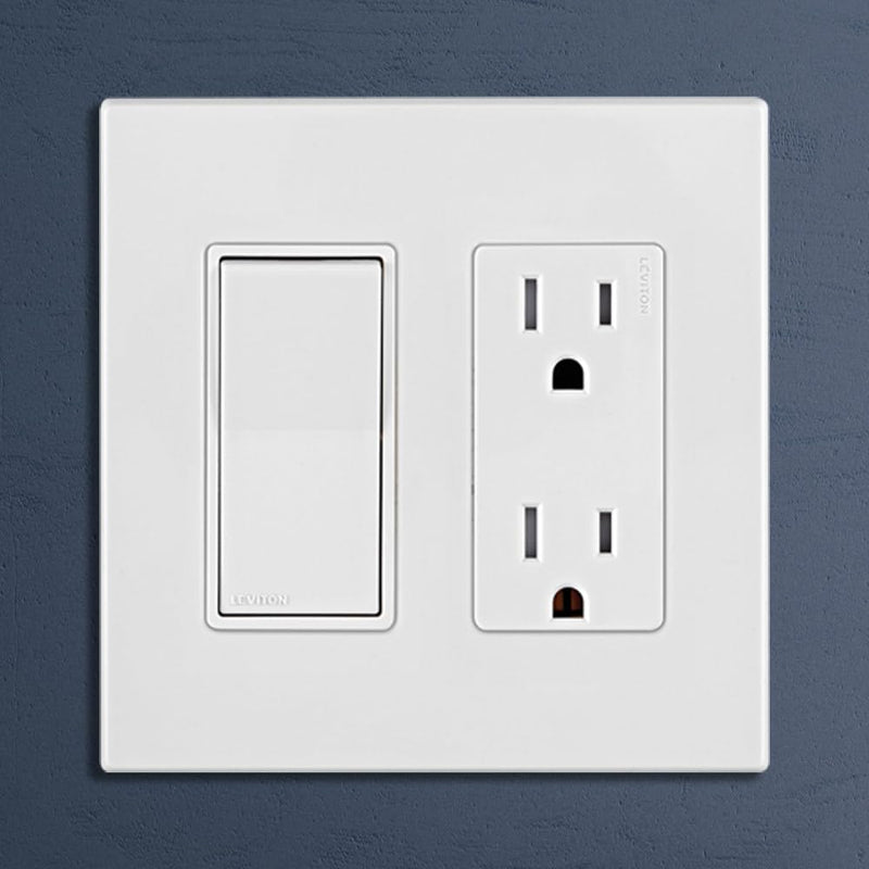 Leviton E5601-MW Decora Edge 15 Amp Single Pole Rocker Switch, 10-Pack, White 10 Pack