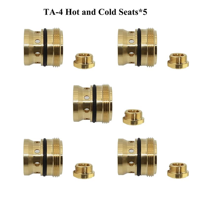 5 Sets TA-4 Hot and Cold Seats for Shower Temptrol Valves, Hot and Cold Seats Replacement, Brass 5 Sets