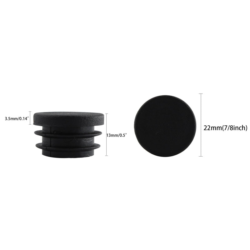 30Pcs 22mm(7/8Inch) Round Plastic Plug, Round Pipe Tubing End Cap, Black Furniture Finishing Sliders, Plastic Glide Protection for Round Metal Tube and Furniture 22mm(7/8Inch) 30