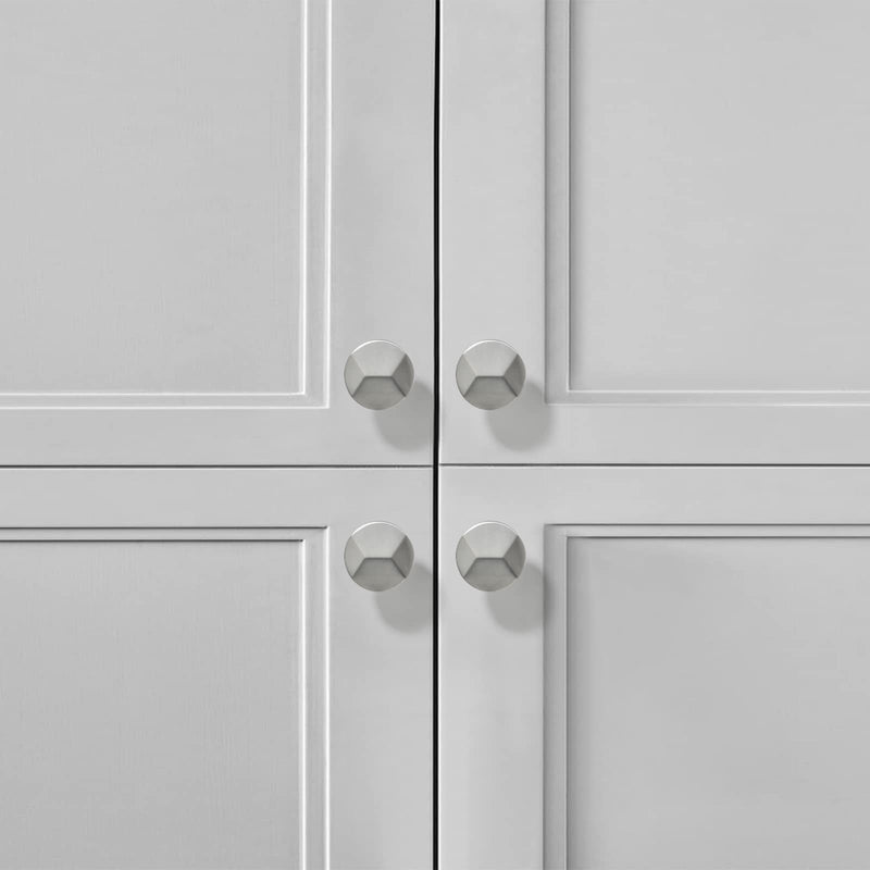 TUNNY 10 Pack Round Single Hole Cabinet Knob - Matte Nickel Brushed Solid Furniture Knobfor Kitchen Cabinets Bedroom Dresser Furniture Hardware
