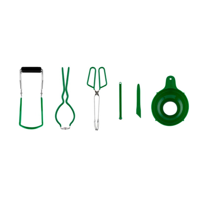 Restaurantware-Canning Utensil Set, 1 Canning Tool Kit - 6-Piece Set, Includes Vinyl-Coated Jar Tong, Lifter, Wrench, Stainless Steel Equipment, With Lid Lifter, Funnel, And Bubble Popper
