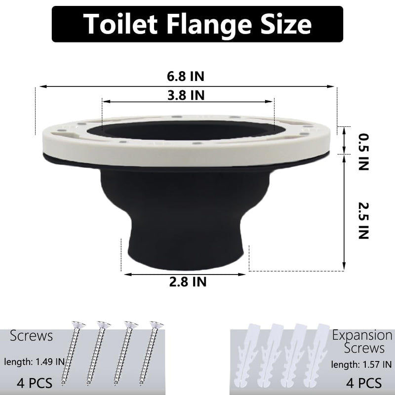Toilet Flange Repair Kit, Flange Repair Kit for 4" and 5" or Special 3" Waste Line, for Toilet Flange Repair and Easy Installation Black