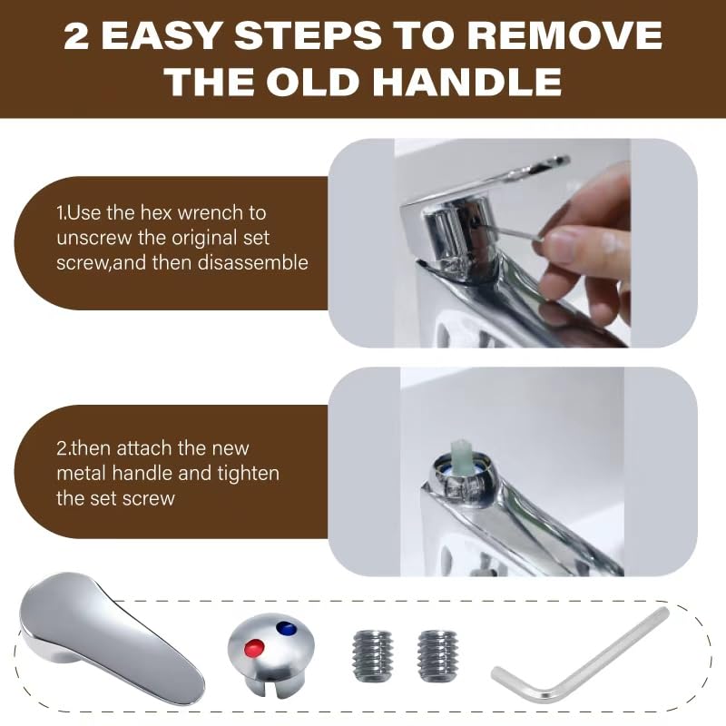 Single Shower Faucet Handle Replacement,Shower Handle,Compatible with 40mm Faucet Cartridge(Cartridge Stem 10 * 10mm),for Single Handle Bathroom Faucet,Shower Faucet,and Kitchen Faucet Shower Handle-Silver-4