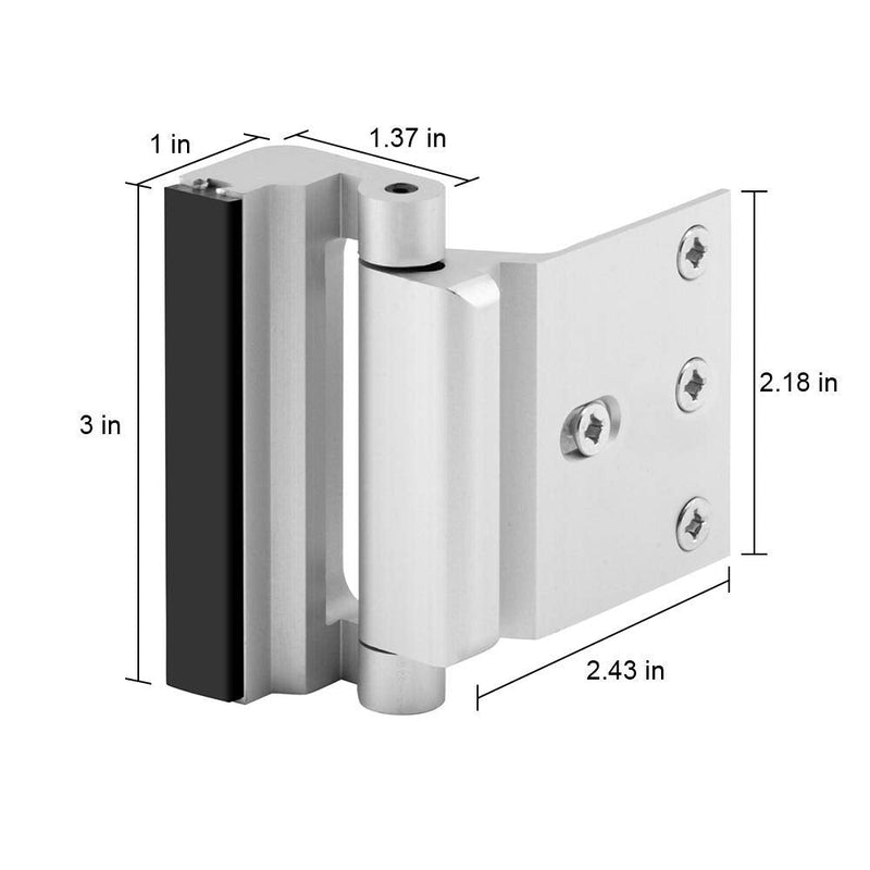 Home Security Door Lock, 2 Pack Childproof Door Reinforcement Lock with 3 Inch Stop Withstand 800 lbs for Top Front Inward Swinging Door, Upgrade Flip High Night Lock to Defend Your Home Kids Silver