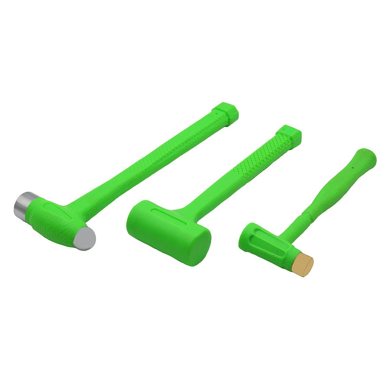 Grip 3 pc Deadblow Hammer Set - 12 oz Brass Hammer, 1 lb Ball Peen Hammer, 1/2 lb Deadblow Mallet - Metal Shaping - Home, Garage, Workshop
