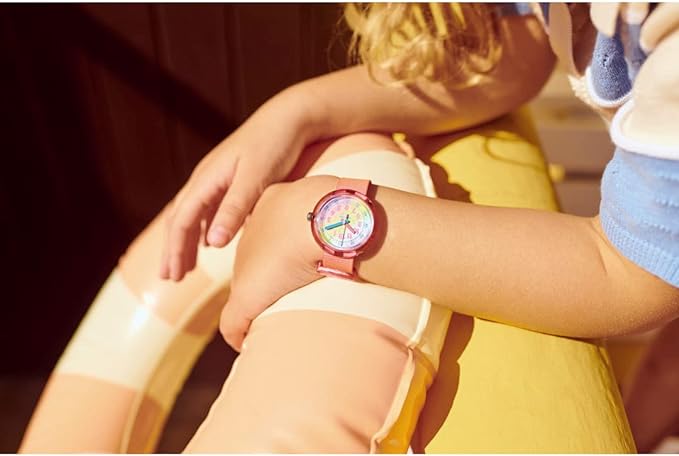 Swatch FPNP110 SHADES OF RAINBOW Story Time Girls' Watch, Pink, Pink - NewNest Australia