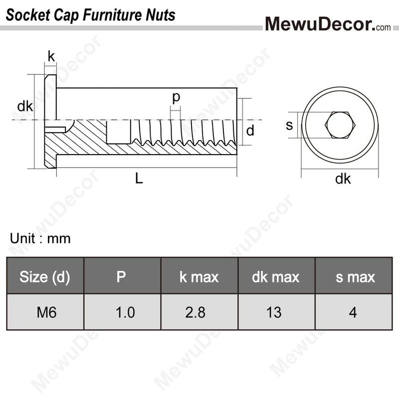 Screw Post Fit for 5/16" (8mm) Hole Dia, Male M6 x 18mm Belt Buckle Binding Bolts Furniture Screws, 304 Stainless Steel 18-8, 10 Sets