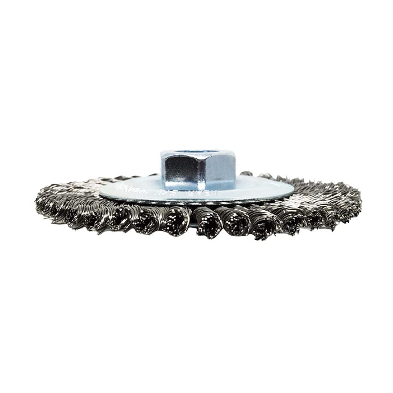Benchmark Abrasives 4 1/2 Inch Stringer Bead Wire Wheel for Angle Grinder, Cleaning Narrow Holes, Derusting, Paint Removal, Deburring Grinding Wheels - Grinder Cutting Wheel - Stainless Steel 5" x 1/4"